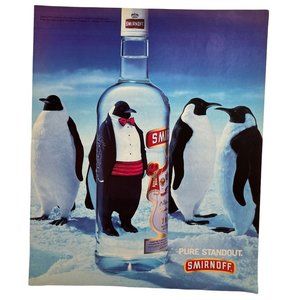 Smirnoff Vodka Print Ad Vintage 1994 Tuxedo Penguin in Bottle Pure Standout